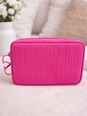 Valentino Fuchsia Pink Studded Clutch Pouch NWT Cosmetic Bag